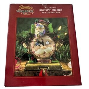 Vintage Heritage Santa Claus Sun & Moon Clock Face‎ Hand Painted Stocking Holder